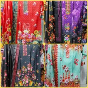 ৪পিস দুবাই সিল্ক কটন থ্রি-পিস মাত্র ২০০০ টাকা